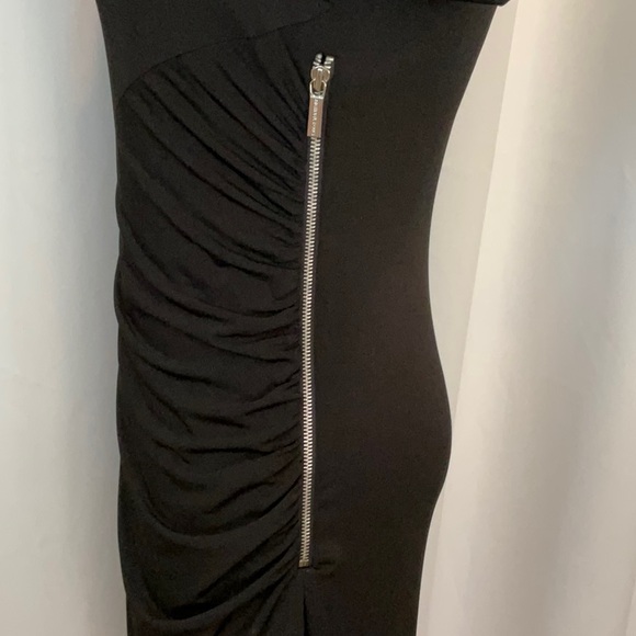 NWT MICHAEL Michael Kors Black Ruched Silver Zipper Dress Women Size 10 - Picture 4 of 10